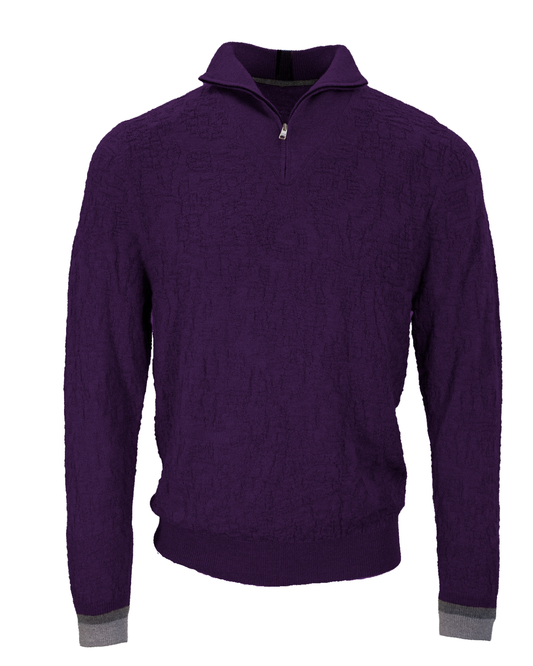 QUINN QUARTER-ZIP MERINO SWEATER - PLUM