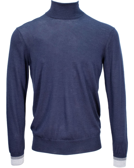 RONALD MERINO TURTLENECK SWEATER - NAVY