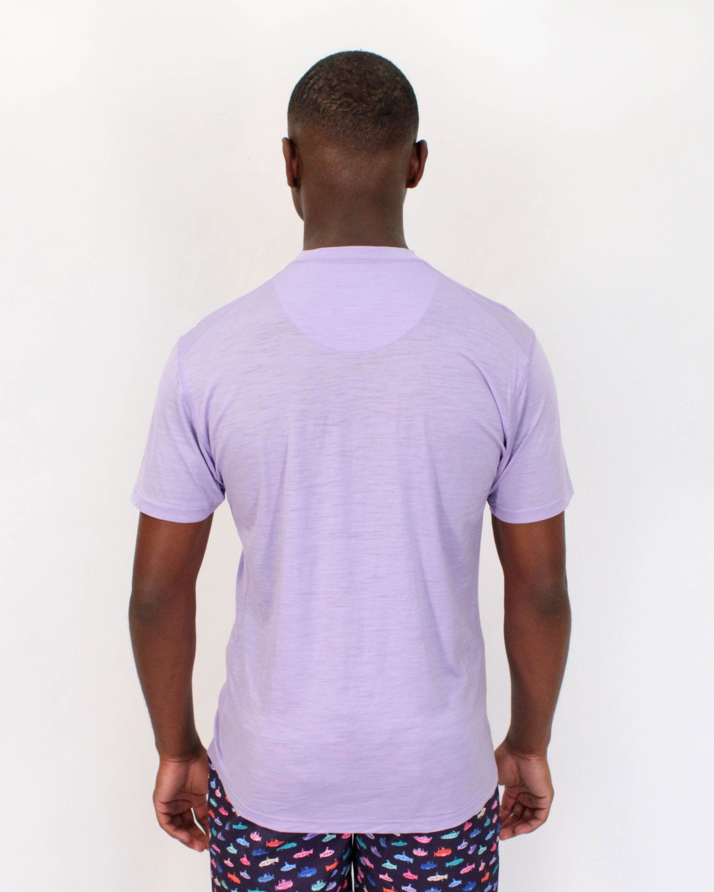 VICTOR V-NECK MERINO SHIRT IN LAVENDER