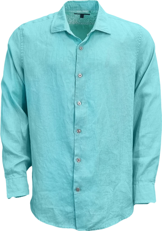 LIONEL LINEN BUTTON DOWN SHIRT - SPEARMINT