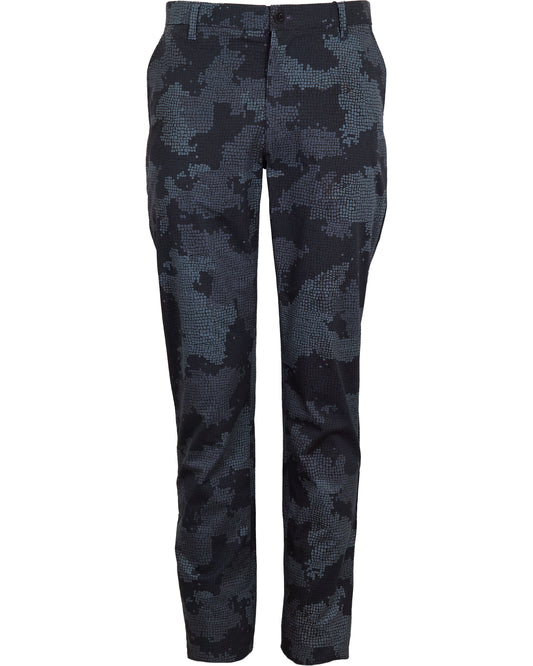 CASPIAN CAMO MOSAIC STRETCH COTTON CHINO PANT - COAL