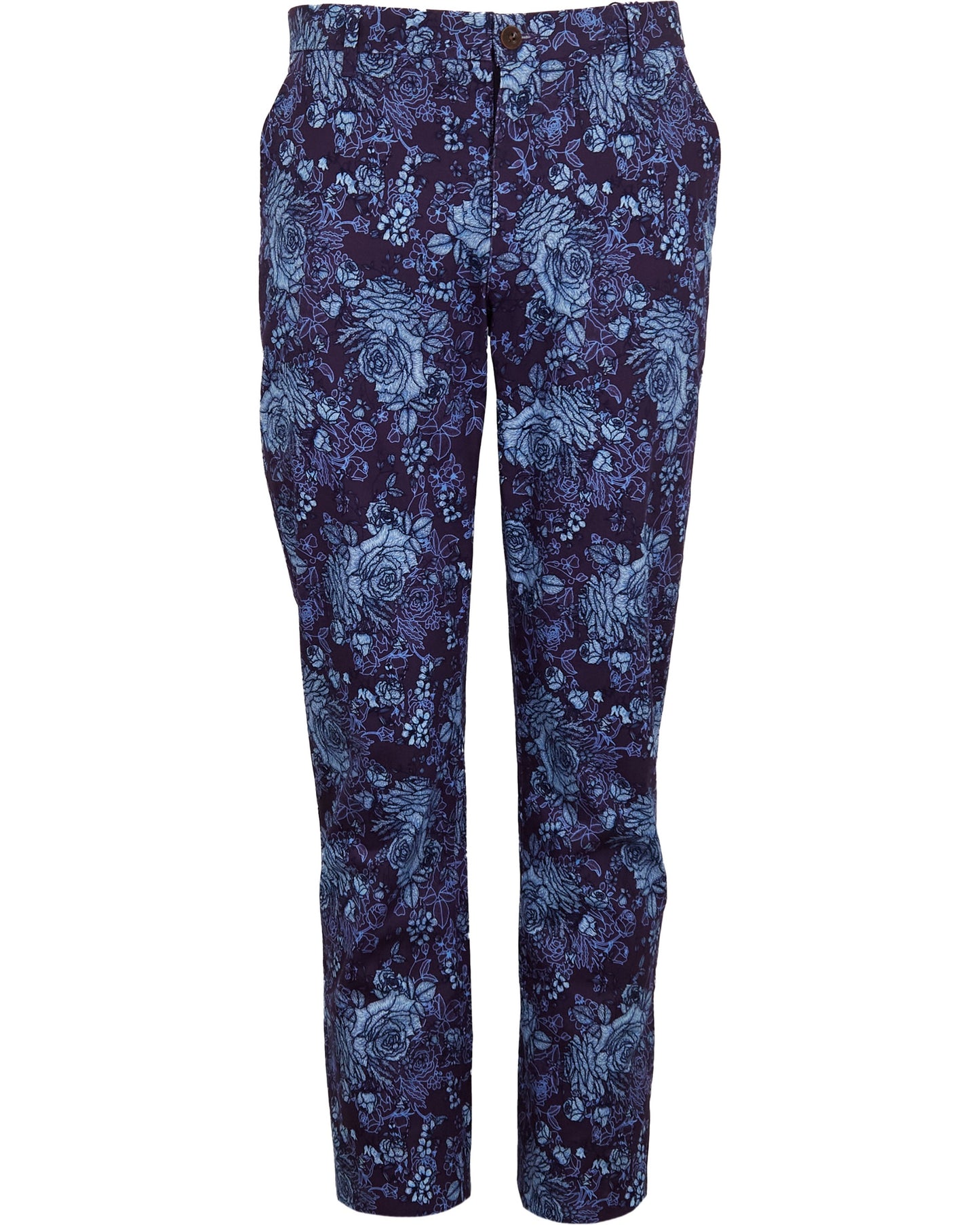 CASPIAN ROMA FLORAL STRETCH COTTON CHINO PANT - PLUM
