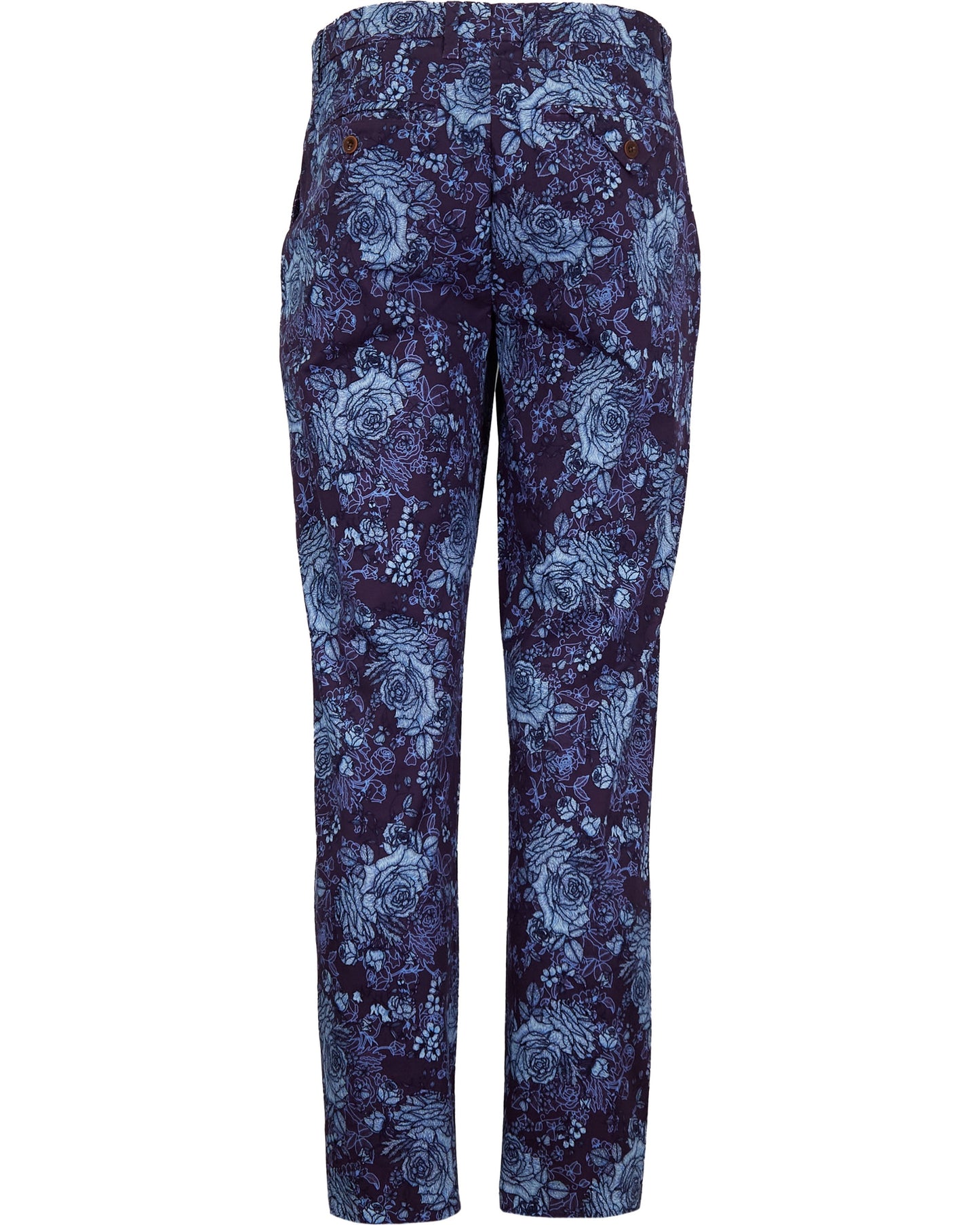 CASPIAN ROMA FLORAL STRETCH COTTON CHINO PANT - PLUM