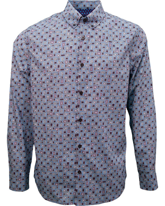 MITCHELL CARVED SQUARES SHIRT - PLUM