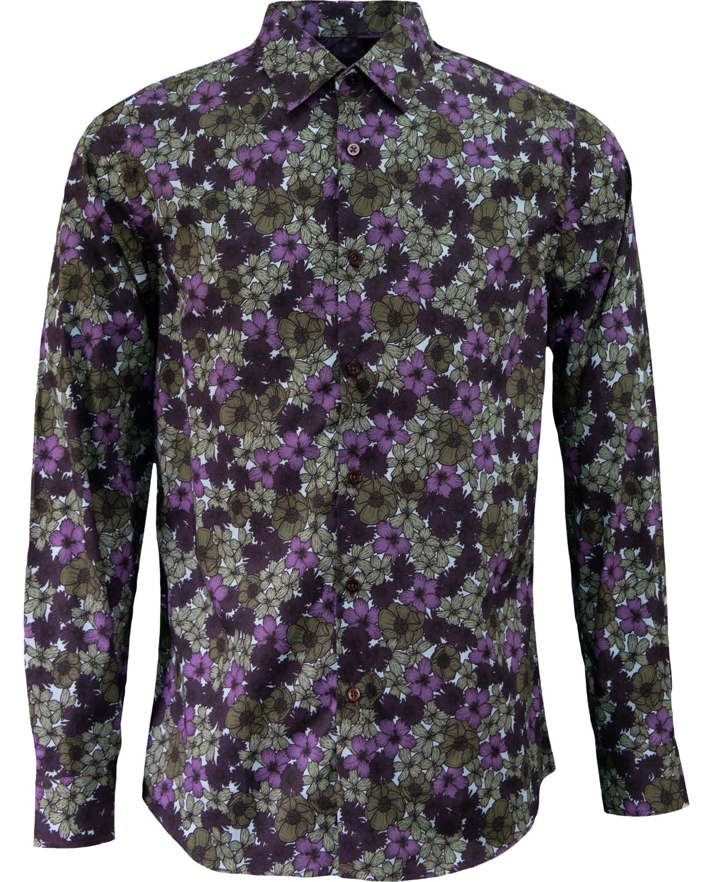 NICOLI DENSE FLORAL COTTON SHIRT - OLIVE