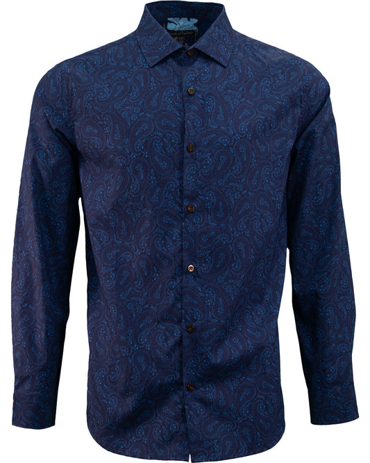 NIGEL PERUGIA PAISLEY SHIRT - NAVY