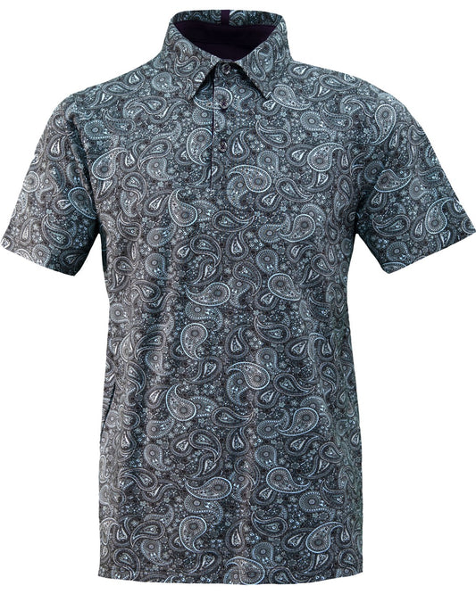 PIETRO TRIBUNE PAISLEY POLO SHIRT - GREY