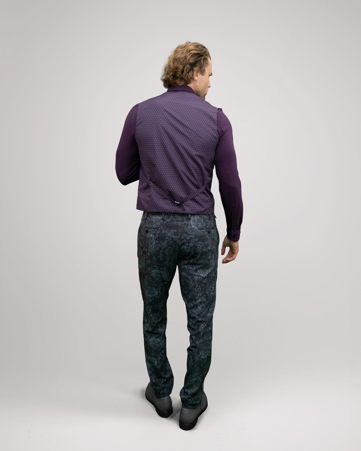 WESLEY ROMA FLORAL TAILORED WOOL WAISTCOAT - CHARCOAL