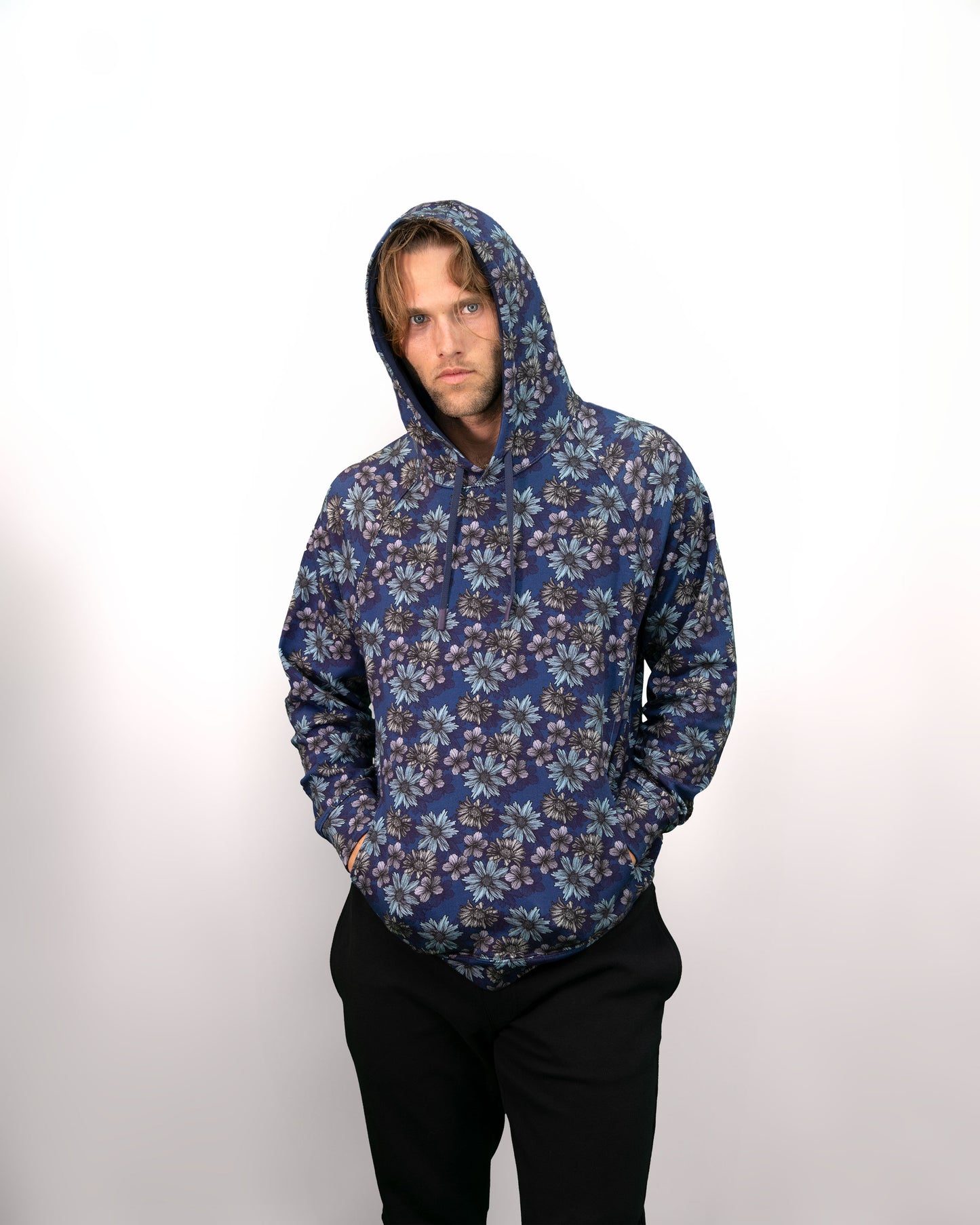 HANK ITALIAN FLORAL HOODIE - NAVY