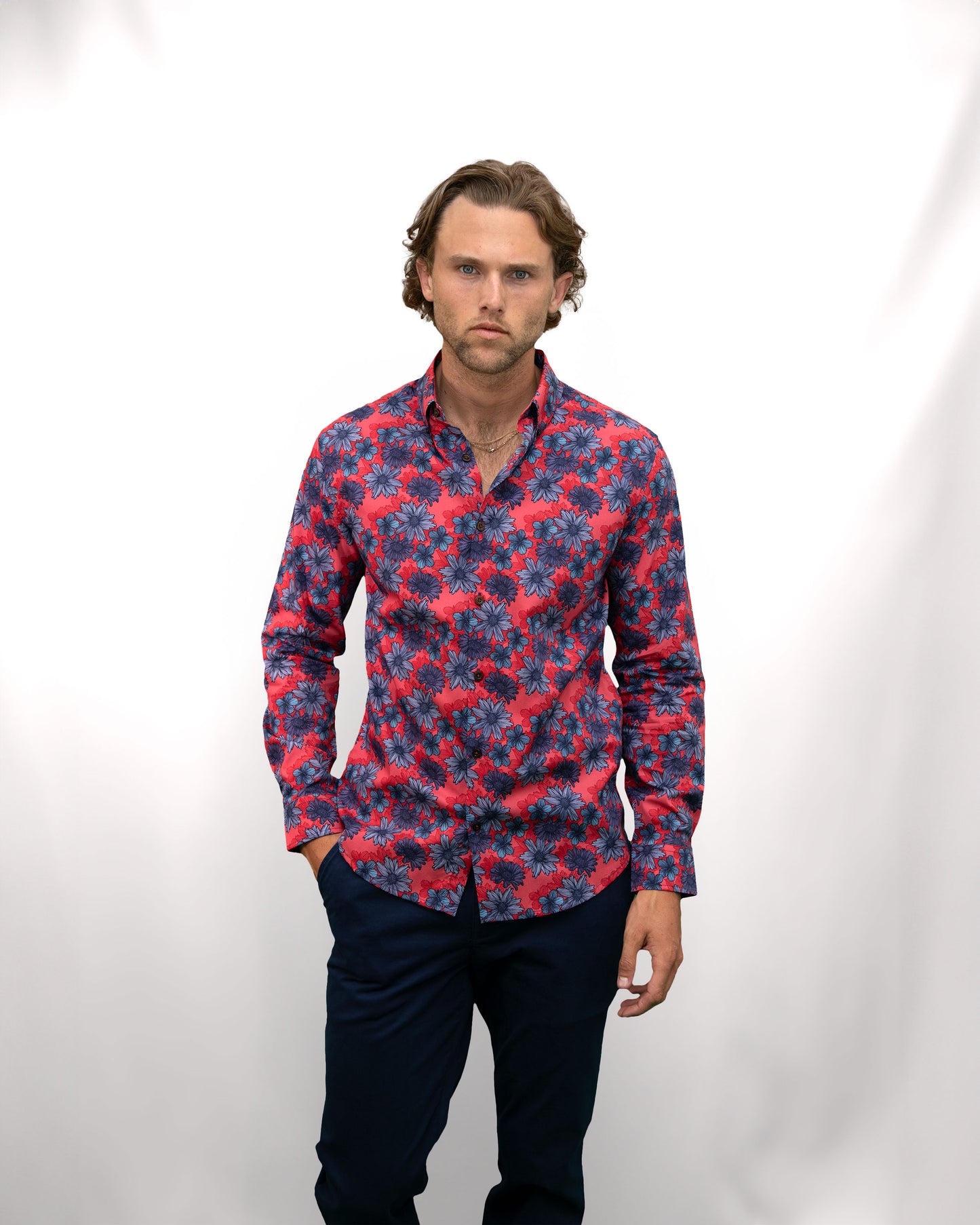 MORRIS ITALIAN FLORAL SHIRT - ROSA