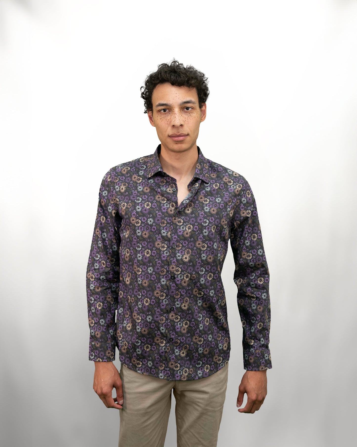 NIGEL AVALLINO FLORAL SHIRT - BLACK