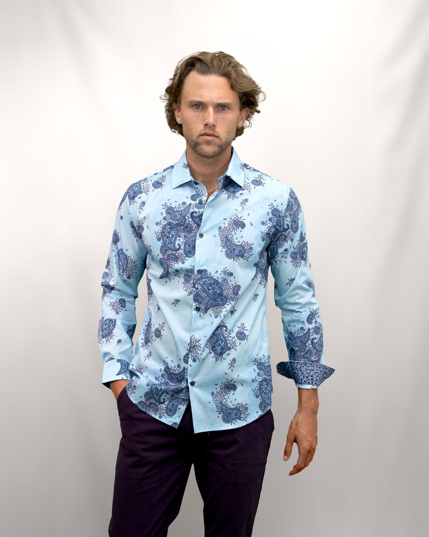 NIGEL CAMPANIA FLORAL SHIRT - BLUE