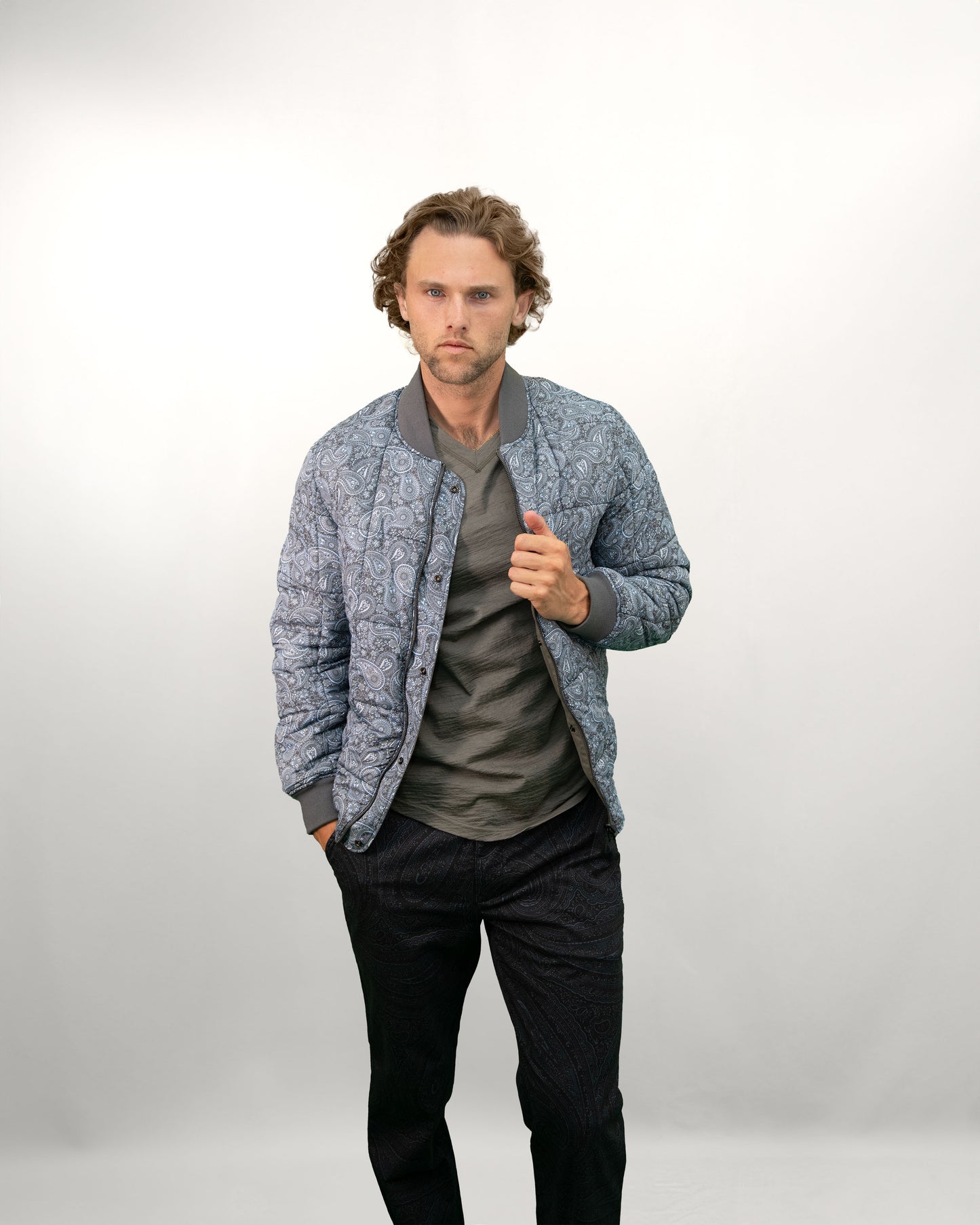 RON REVERSIBLE TRIPPY PAISLEY JACKET - MOSS