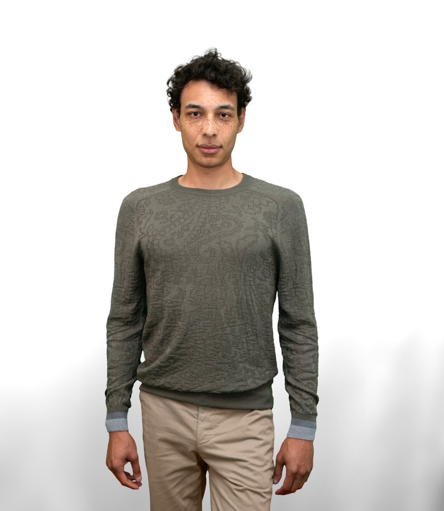 COLIN JACQUARD MERINO PAISLEY SWEATER - SAGE