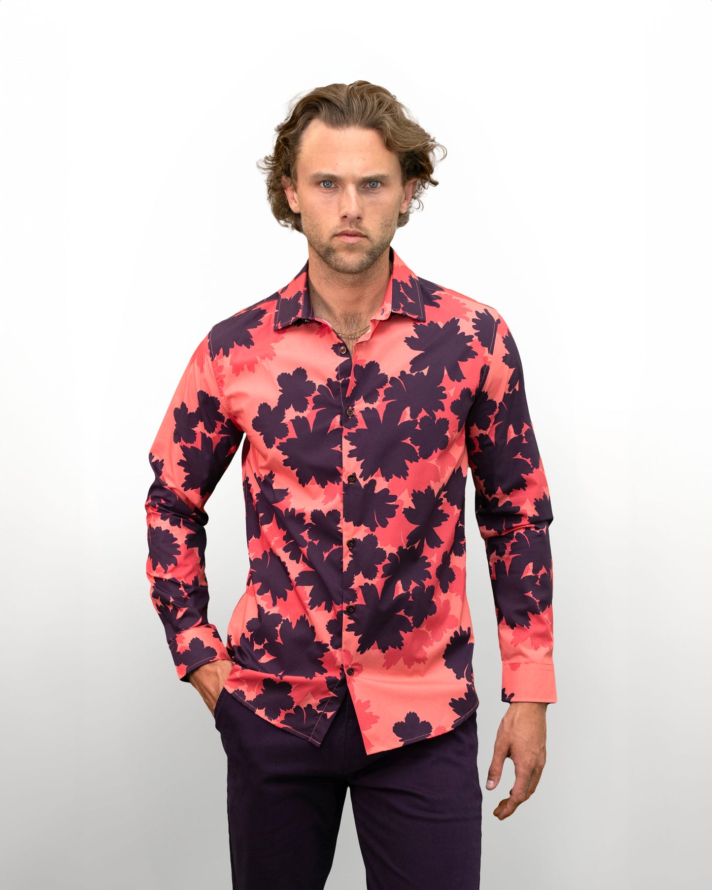 NORMAN SALERNO FLORAL SHIRT - ROSA