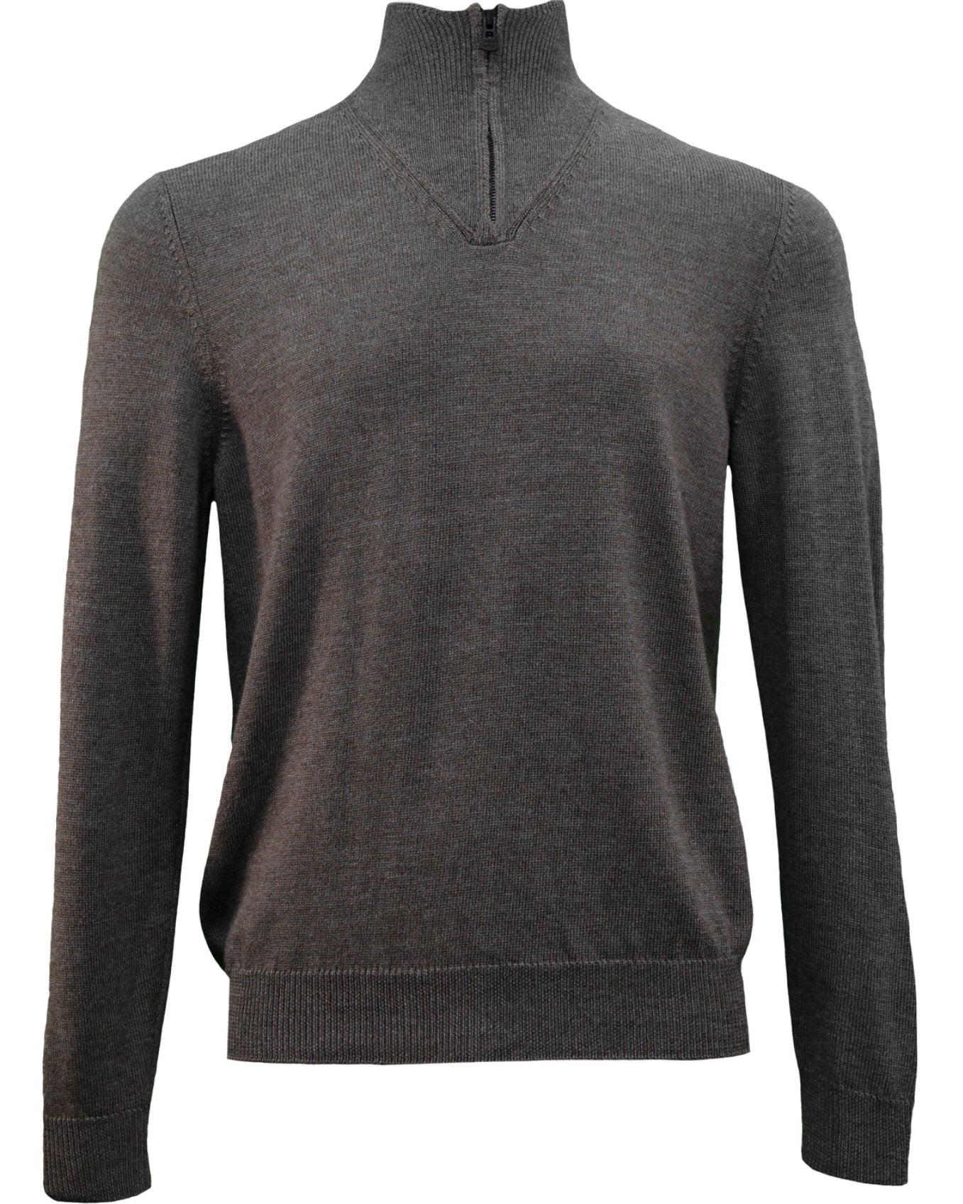 QUEST FULLY FASHIONED QUARTER-ZIP MERINO SWEATER - NAVY OLIVE TWIST