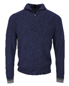 QUINN QUARTER-ZIP MERINO SWEATER - NAVY