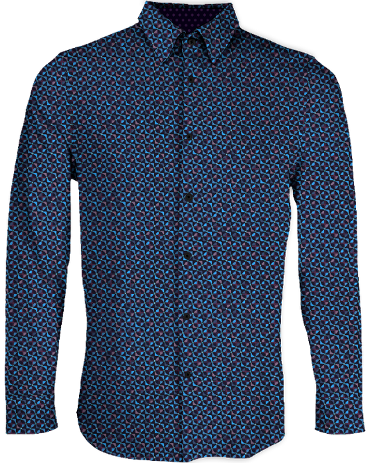 SHERLOCK CITY GEO TAILORED MERINO SHIRT - PLUM