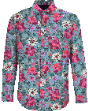 NICOLI CATALAN FLORAL COTTON SHIRT - TEAL