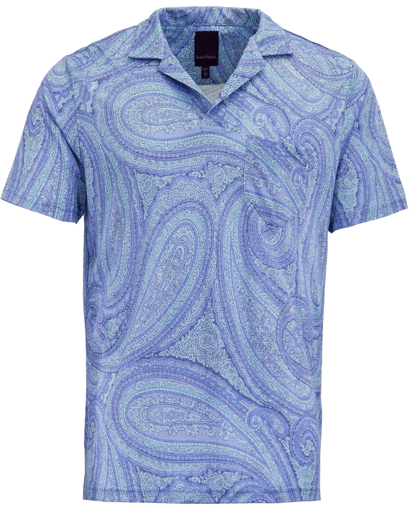BOBBY WILD PAISLEY OXFORD MERINO JERSEY COLLARED SHIRT - BLUE