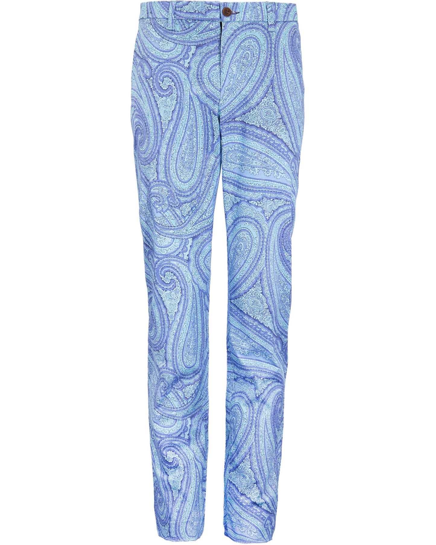 CASPIAN WILD PAISLEY OXFORD STRETCH COTTON CHINO PANT - BLUE