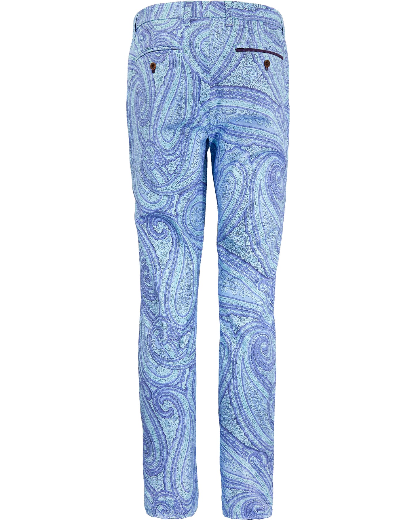 CASPIAN WILD PAISLEY OXFORD STRETCH COTTON CHINO PANT - BLUE