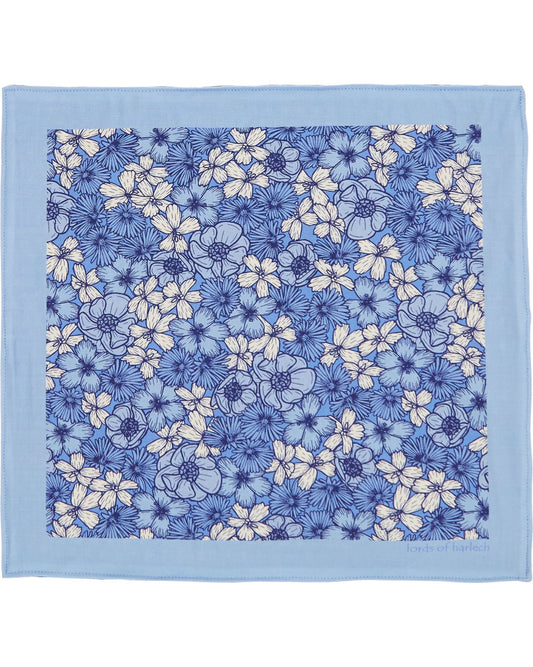 HUDSON DENSE FLORALMERINO ZAKDOEK - BLAUW