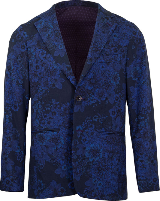 JUDD FULLY LINED MARCO FLORAL TAILORED WOOL BLAZER - MIDNIGHT