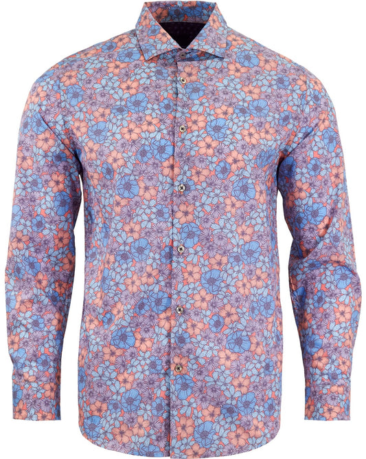 NICOLI DENSE BLOEMEN KATOENEN SHIRT - ROZE