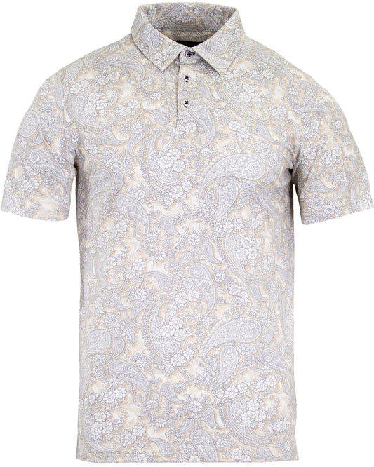 PIETRO PAISLEY ROMANCE POLO SHIRT -  IVORY