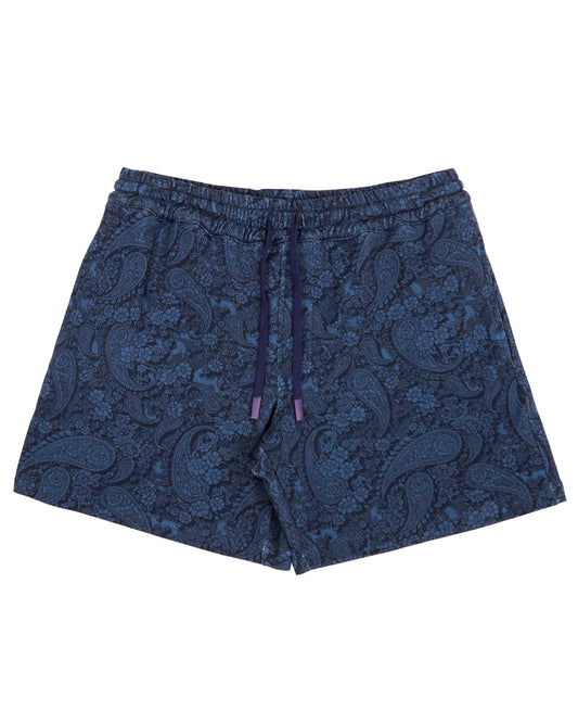 SILUS PAISLEY ROMANCE INTERLOCK SHORTS - NAVY