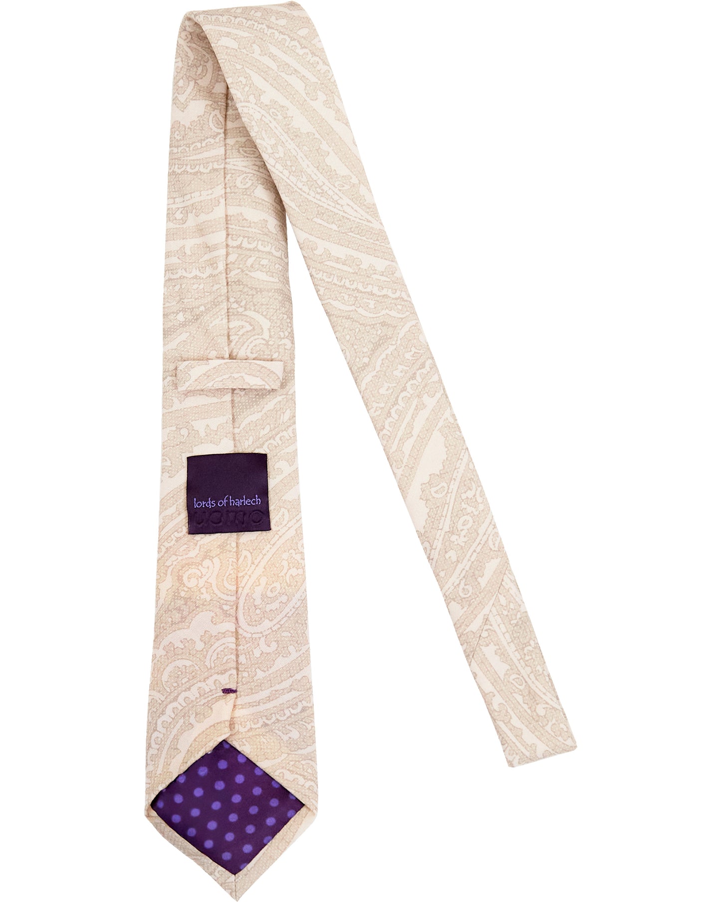 TADDEO WILD PAISLEY OXFORD MERINO TIE - IVORY