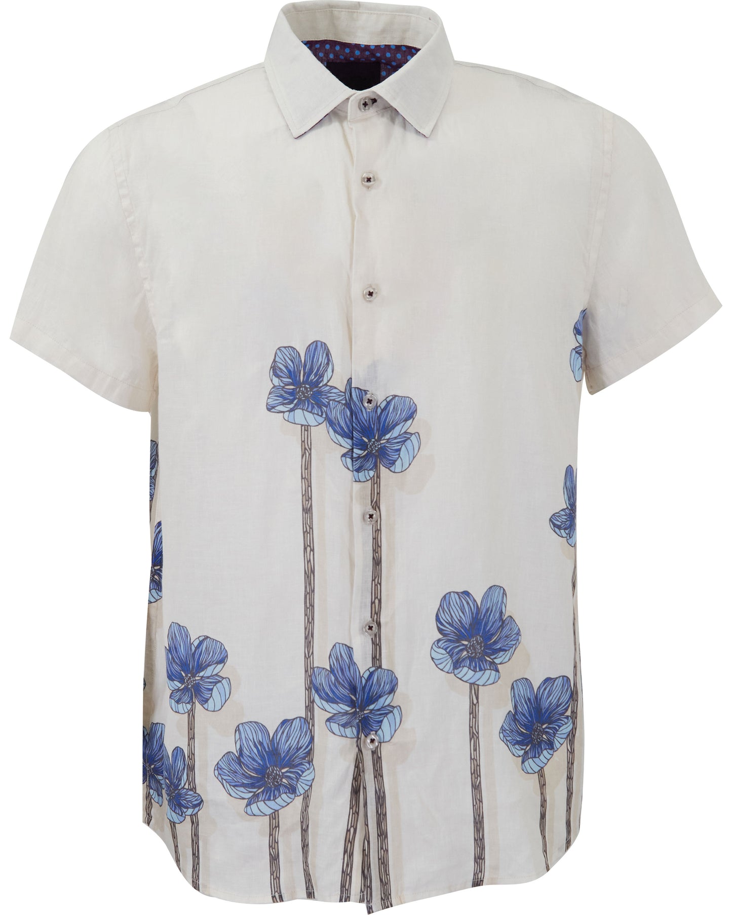 LANDON CRAFTY FLORAL LINEN SHIRT - IVORY