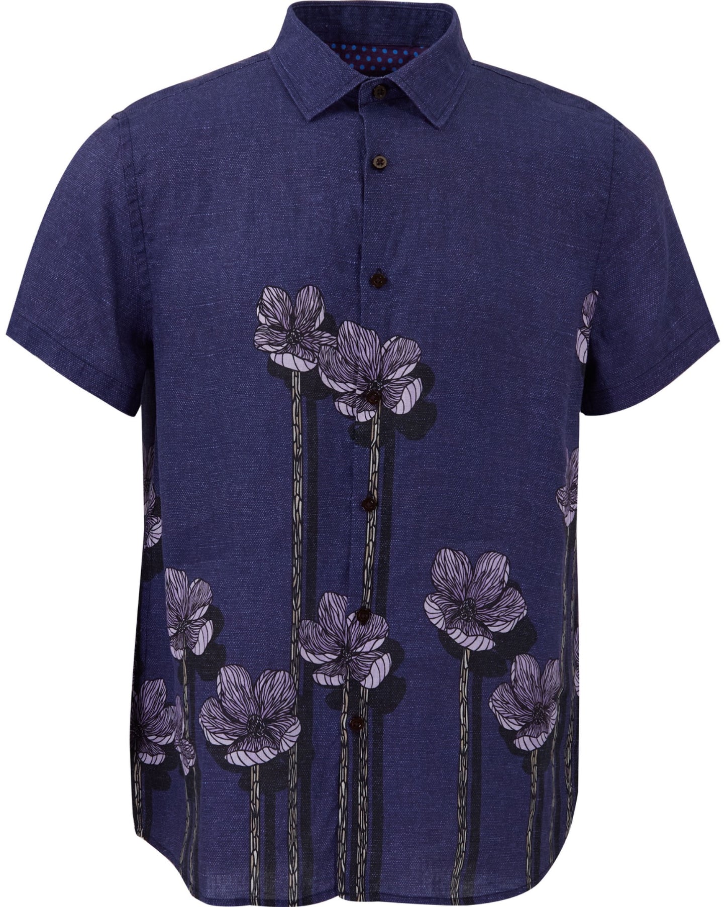 LANDON CRAFTY FLORAL LINEN SHIRT - NAVY