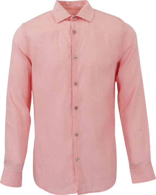 LIONEL LINEN BUTTON DOWN SHIRT - FRESH PINK