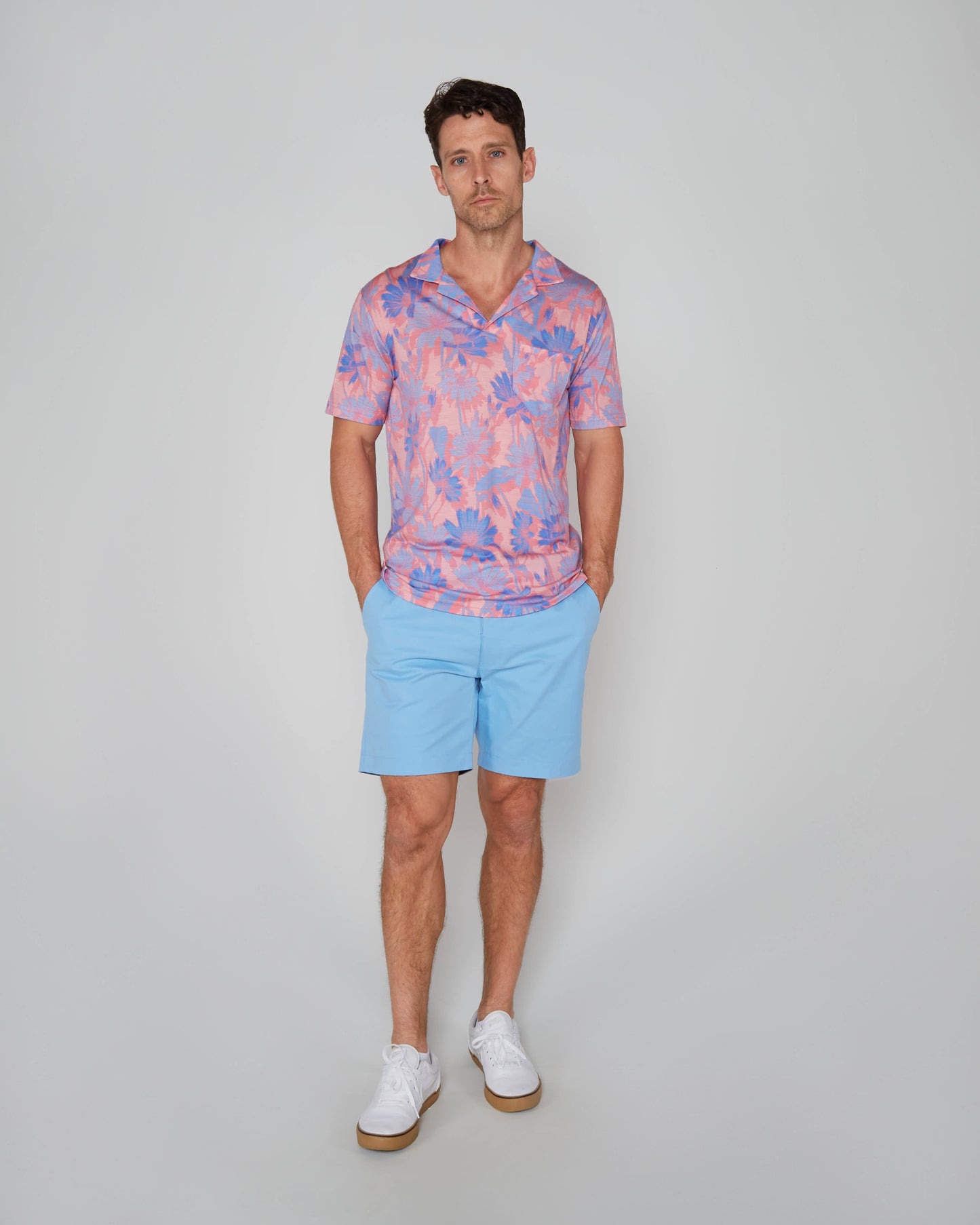 BOBBY SPRINGTIME MERINO JERSEY COLLARED SHIRT - PINK