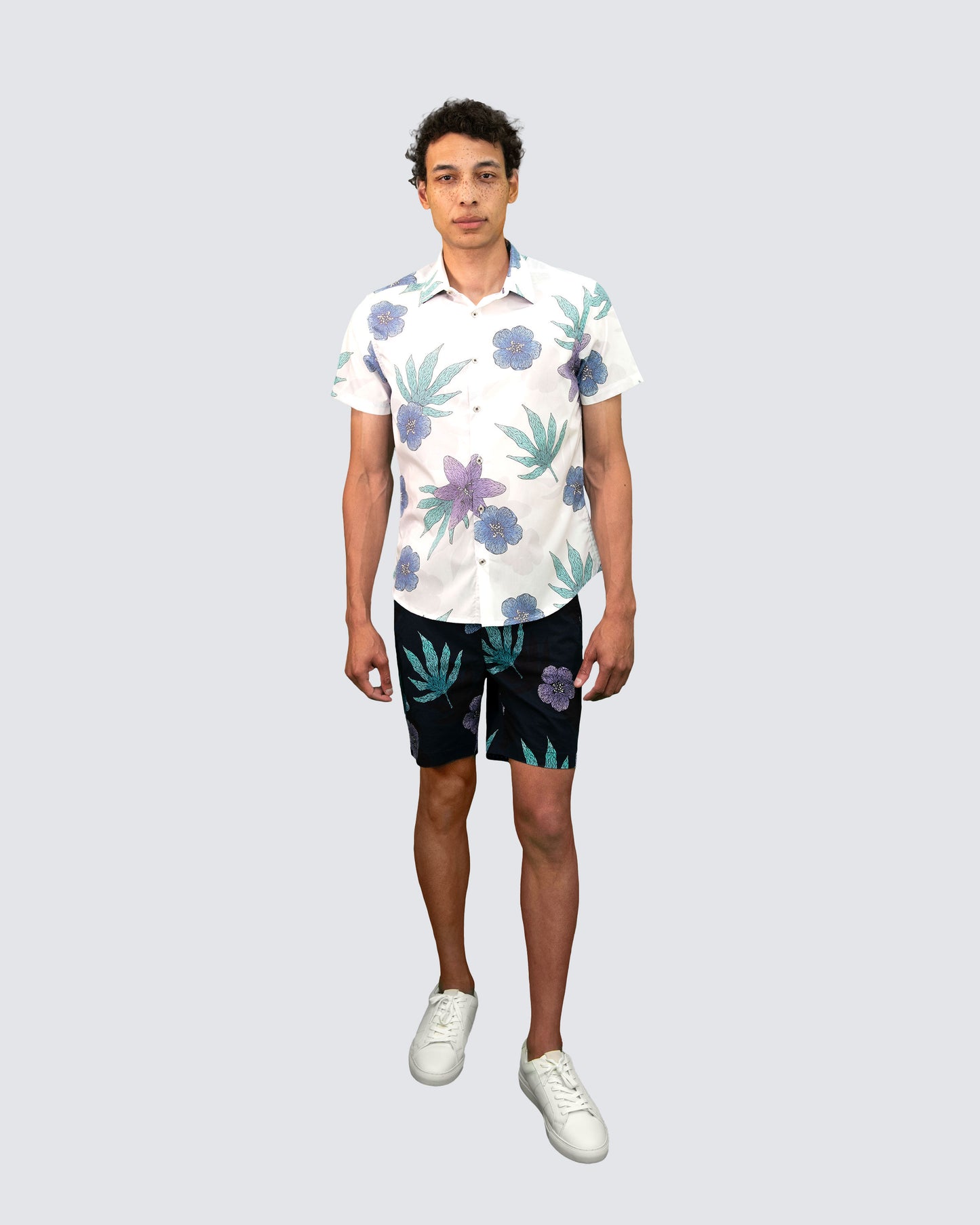 EDWARD FLORAL MEMORY SHORT - NAVY