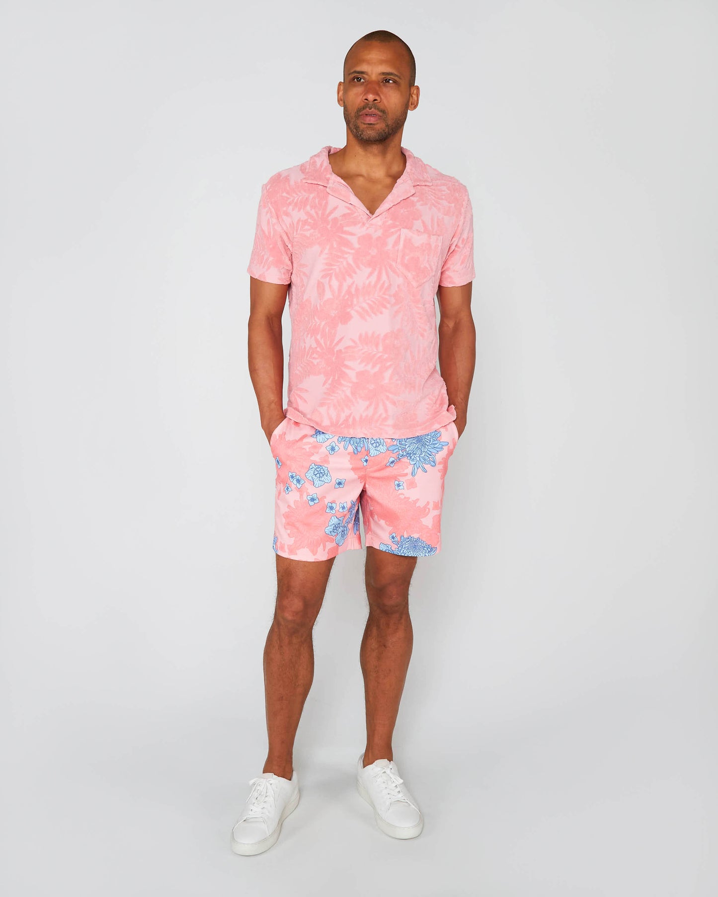JOHNNY FARM FLORAL FRESH TOWEL POLO SHIRT - PINK