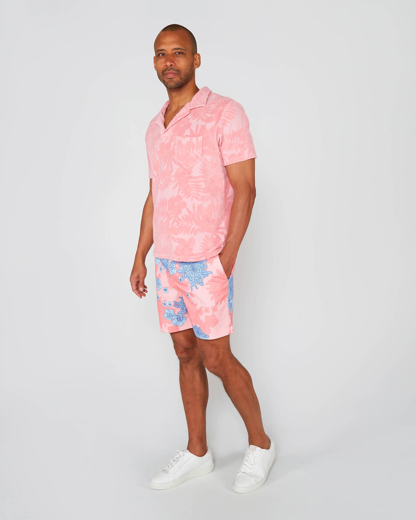 JOHNNY FARM FLORAL FRESH TOWEL POLO SHIRT - PINK