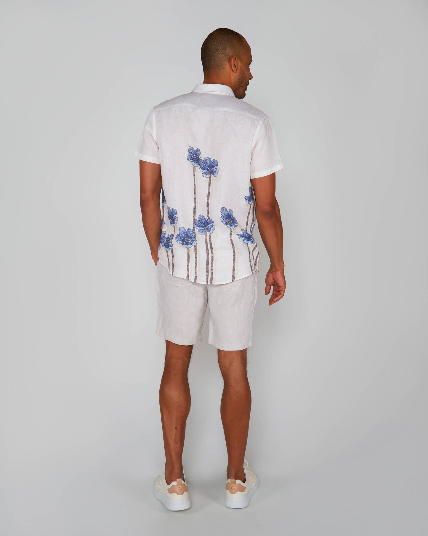 LANDON CRAFTY FLORAL LINEN SHIRT - IVORY