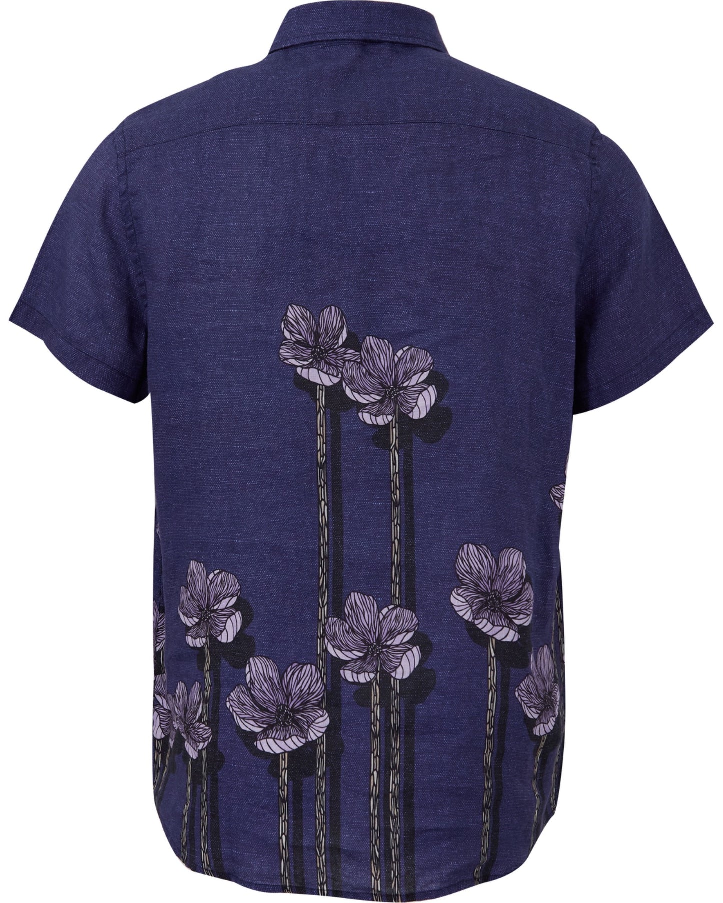 LANDON CRAFTY FLORAL LINEN SHIRT - NAVY