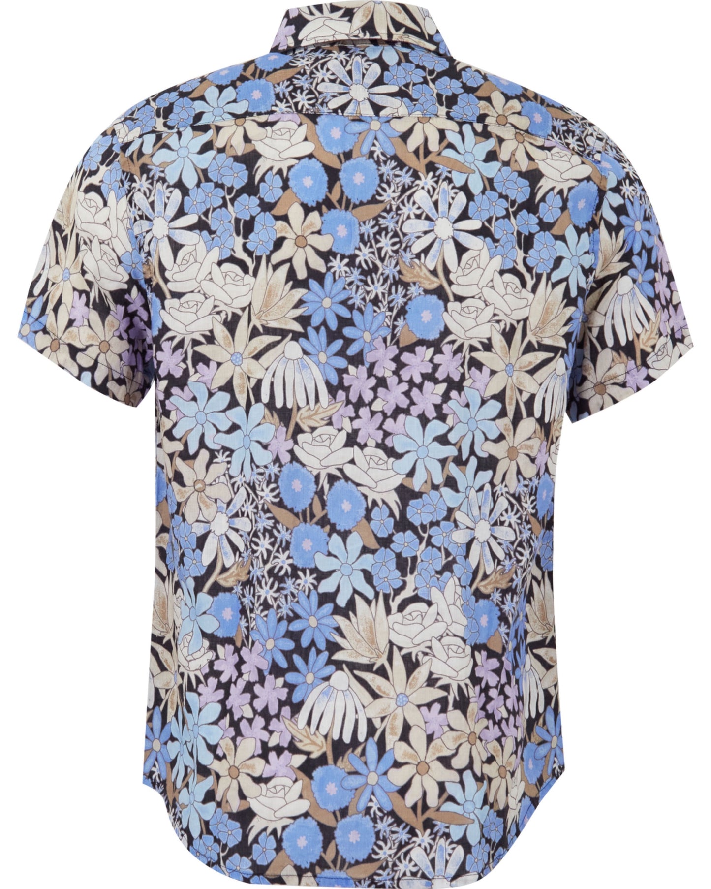 LANDON ROUGH FLORAL LINEN SHIRT - BLACK