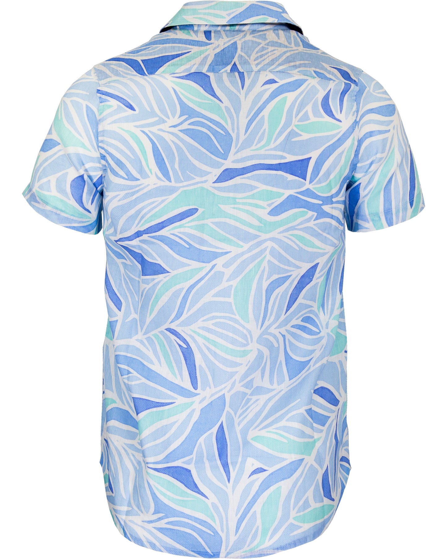 LANDON SIMPLE LEAVES LINEN SHIRT - BLUE