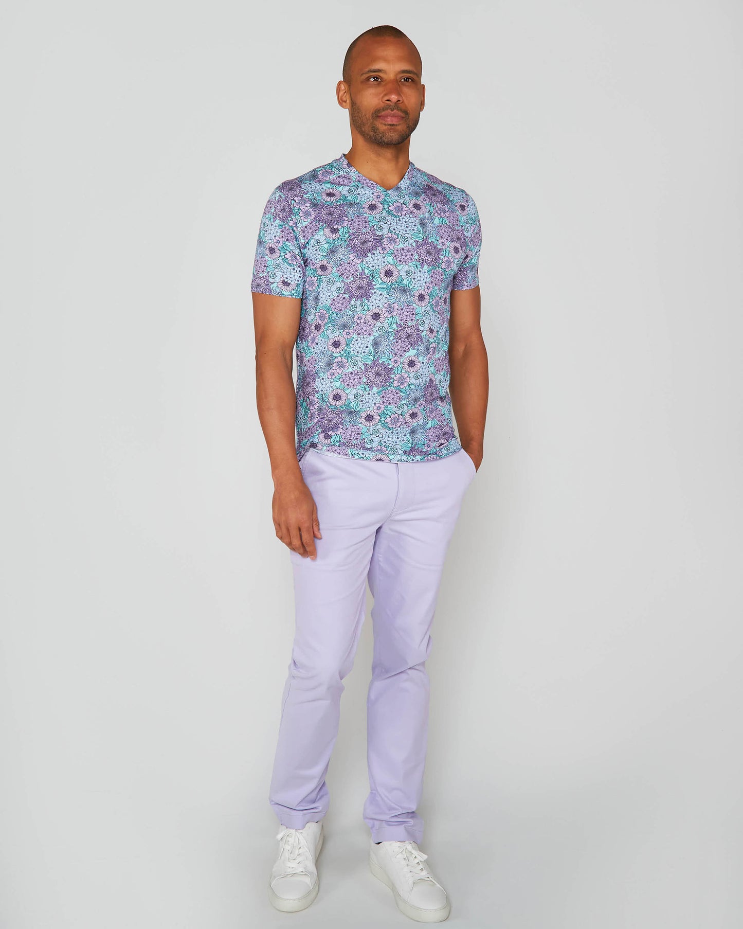 MAZE GARDEN PARTY V-NECK TEE -SPEARMINT