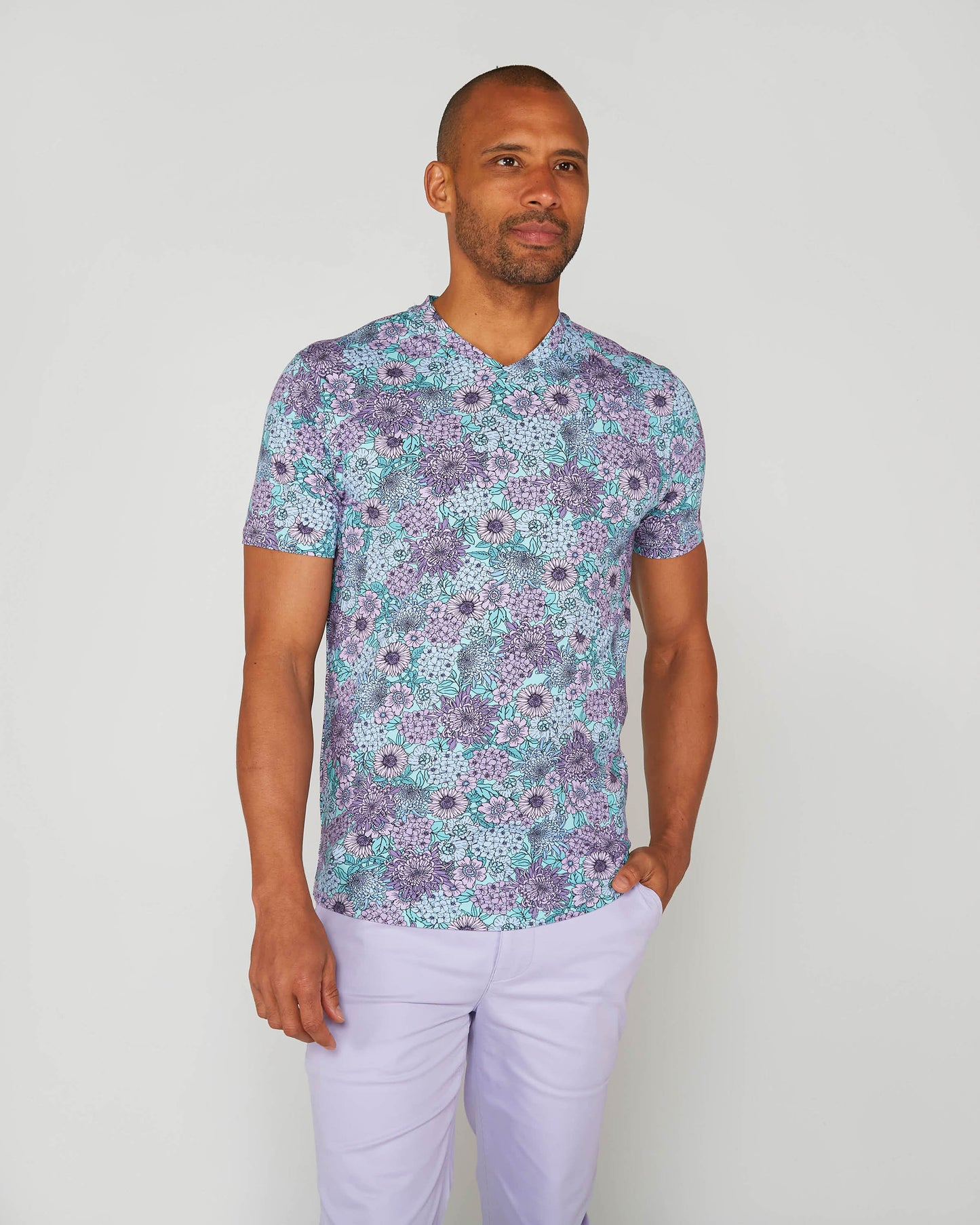 MAZE GARDEN PARTY V-NECK TEE -SPEARMINT