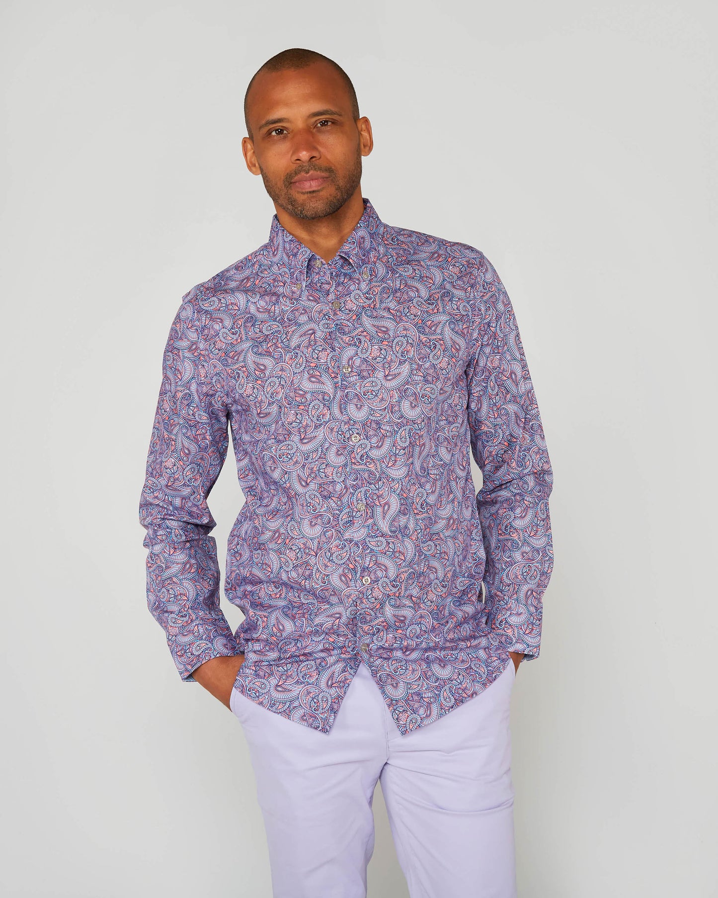 MORRIS PAISLEY SHADOW SHIRT - PINK