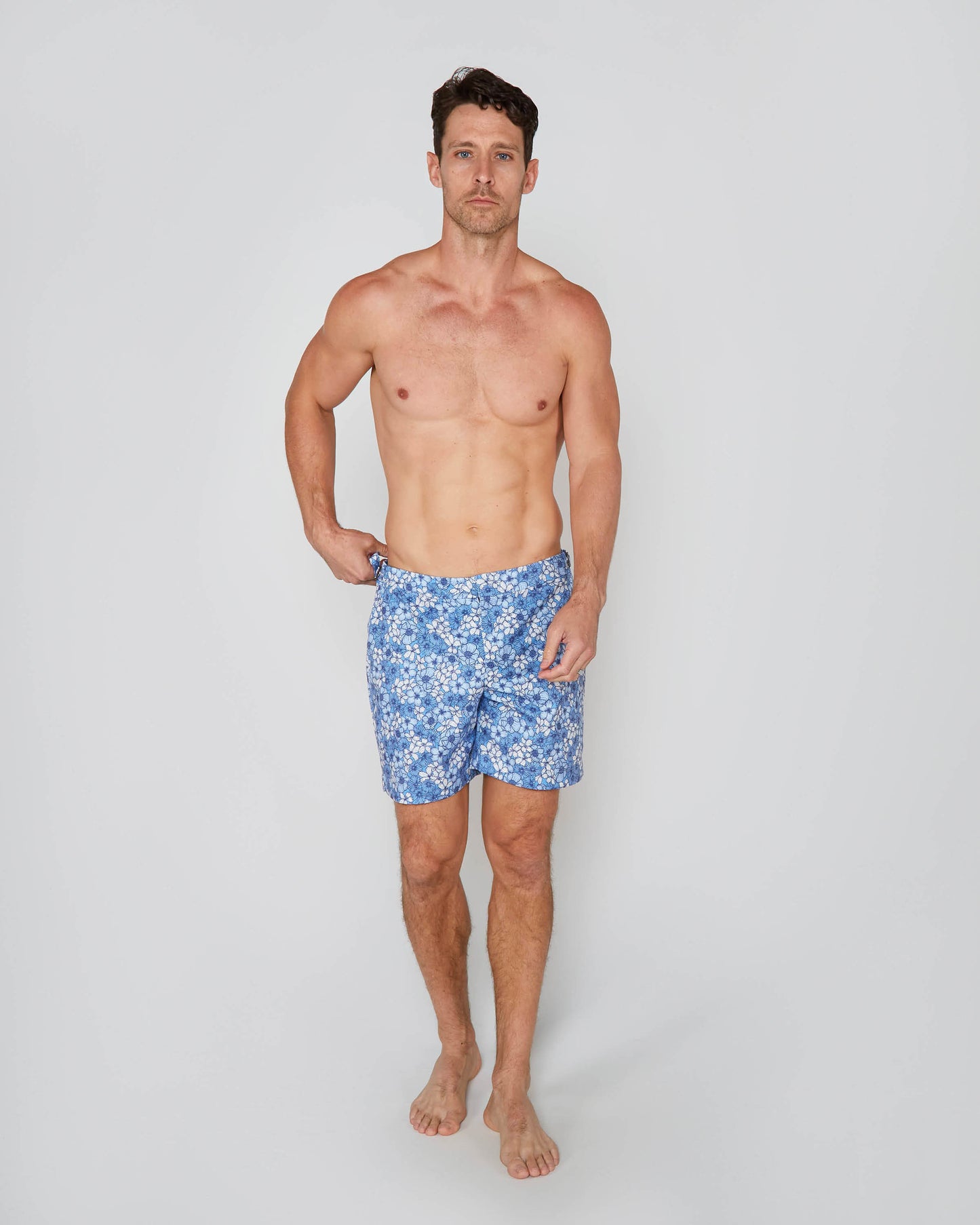 NEPTUNE DENSE TAILORED SWIM SHORT - FLORAL BLUE