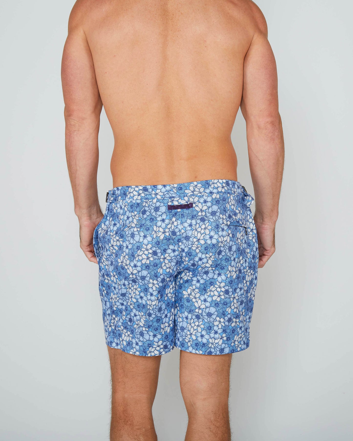 NEPTUNE DENSE TAILORED SWIM SHORT - FLORAL BLUE