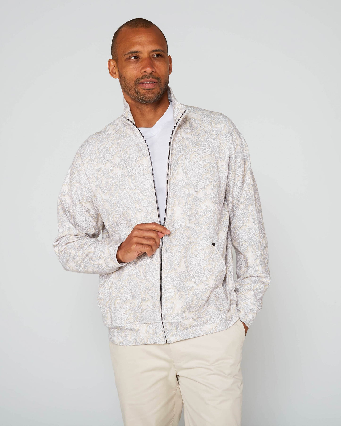 NEVILLE PAISLEY ROMANCE FULL-ZIP JACKET - IVORY
