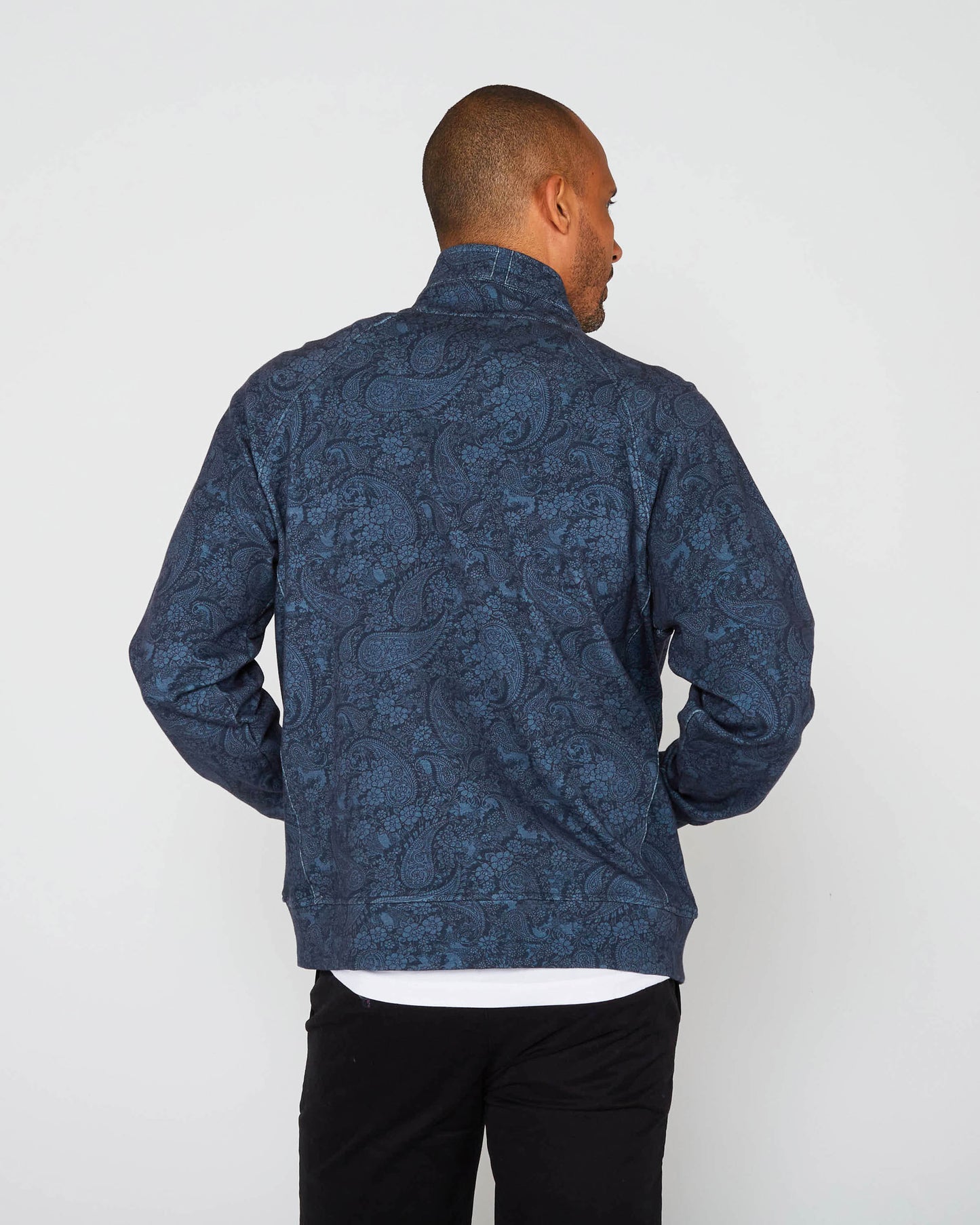 NEVILLE PAISLEY ROMANCE FULL-ZIP JACKET - NAVY